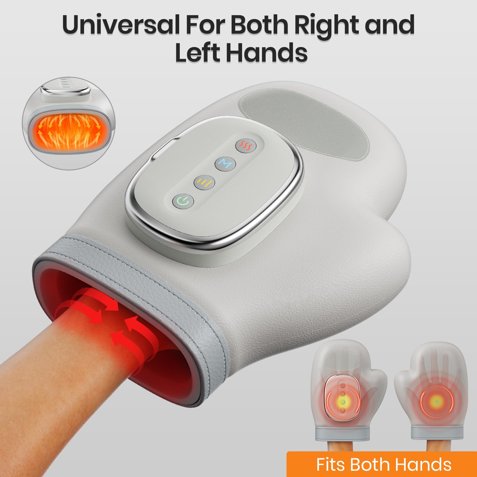 Kabelloses Handmassagegerät mit Wärme und Kompression, Elektrisches Handmassagegerät für Arthritis und Karpaltunnelentlastung, 3 Modi, 4 Wärmestufen, 5 Kompressionseinstellungen, Handmassage, Ideale