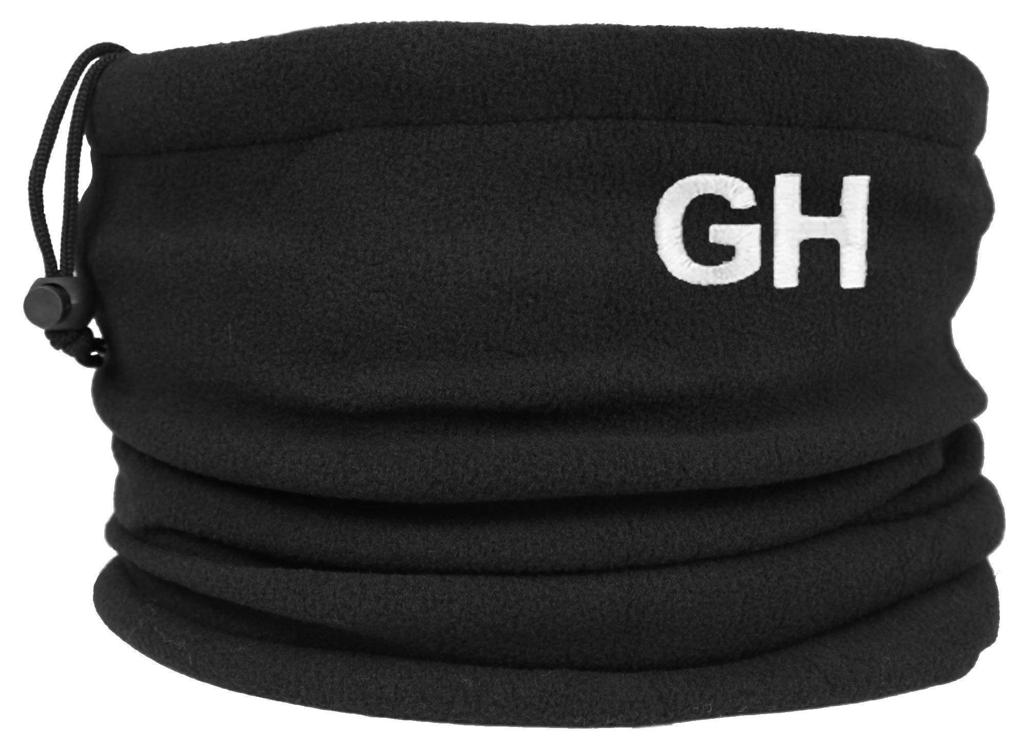 Teddyts White Embroidery Personalised Initials Black Fleece Sports Snood With Adjustable Toggle (White Embroidery)
