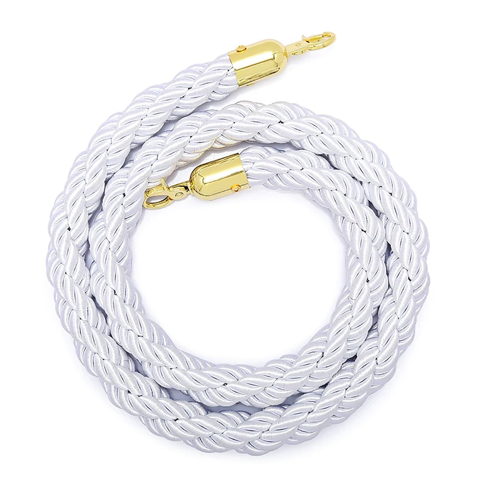 ZJKXJH Twisted Stanchion Rope, Black Crowd Control Queue Barrier Rope with Gold Hooks, Divider Rope for Hotel, Airport, Bank, Exhibition(White,1.2m/47.2in)