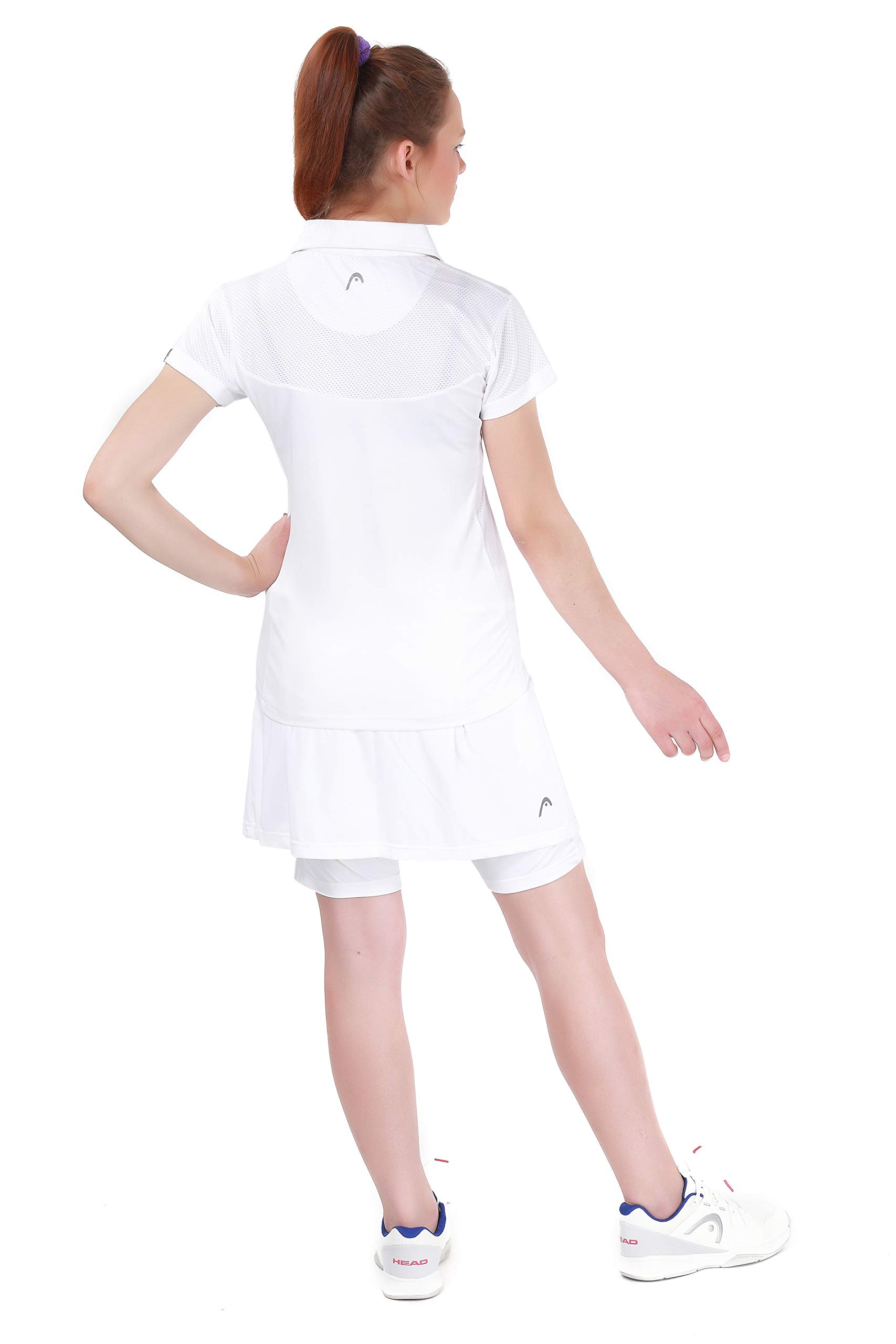HEAD HG-28 Polyester Polo Tennis T-Shirt for Girls, Size - Large, Colour - White - Image 4 thumbnail