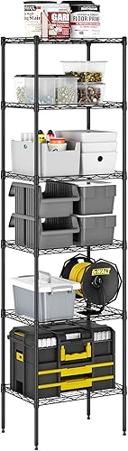 Miniatura 5 de Furinno Wayar Estante de almacenamiento de metal, 6 niveles, 17 x 12 x 64 pulgadas, color negro