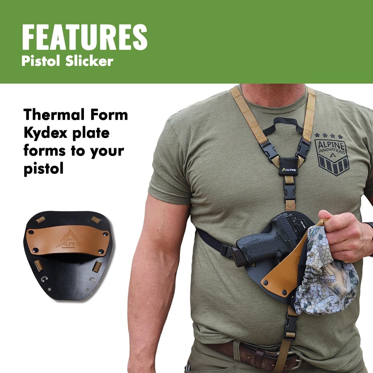 Slicker Pistol Universal Pistol Holster with Chest and Leg mounting Options that Will Conceal and Protect