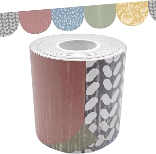 Teacher Created Resources Classroom Cottage Scalloped Die-Cut Rolled Border Trim - 50ft - Decorate Bulletin Boards, Walls, Desks, Windows, Doors, Lockers, Schools, Classrooms, Homeschool & Offices
