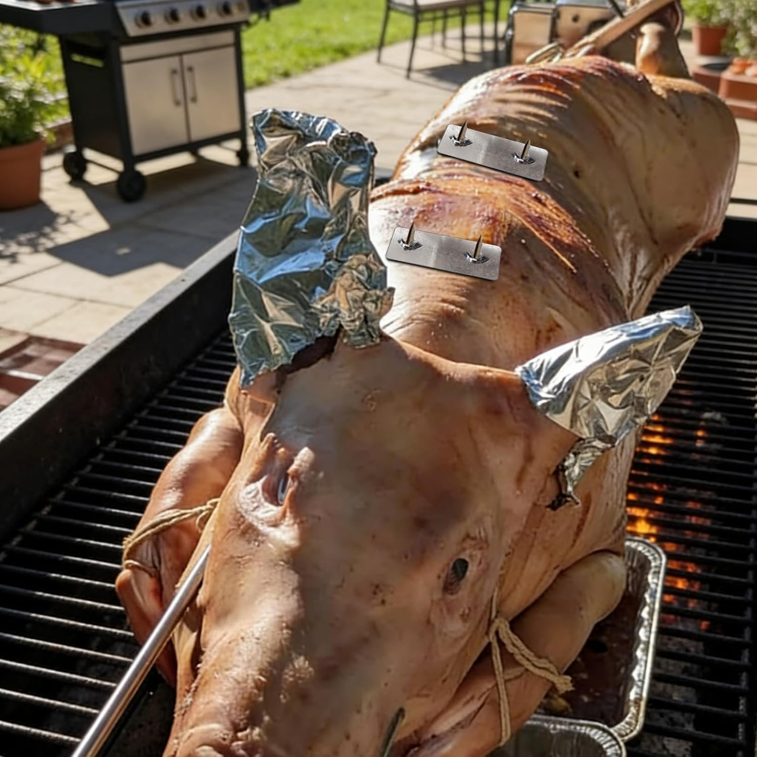 Rotisserie Fork U-Bolt and Meat Trussing Needle Butcher's Cooking Twine