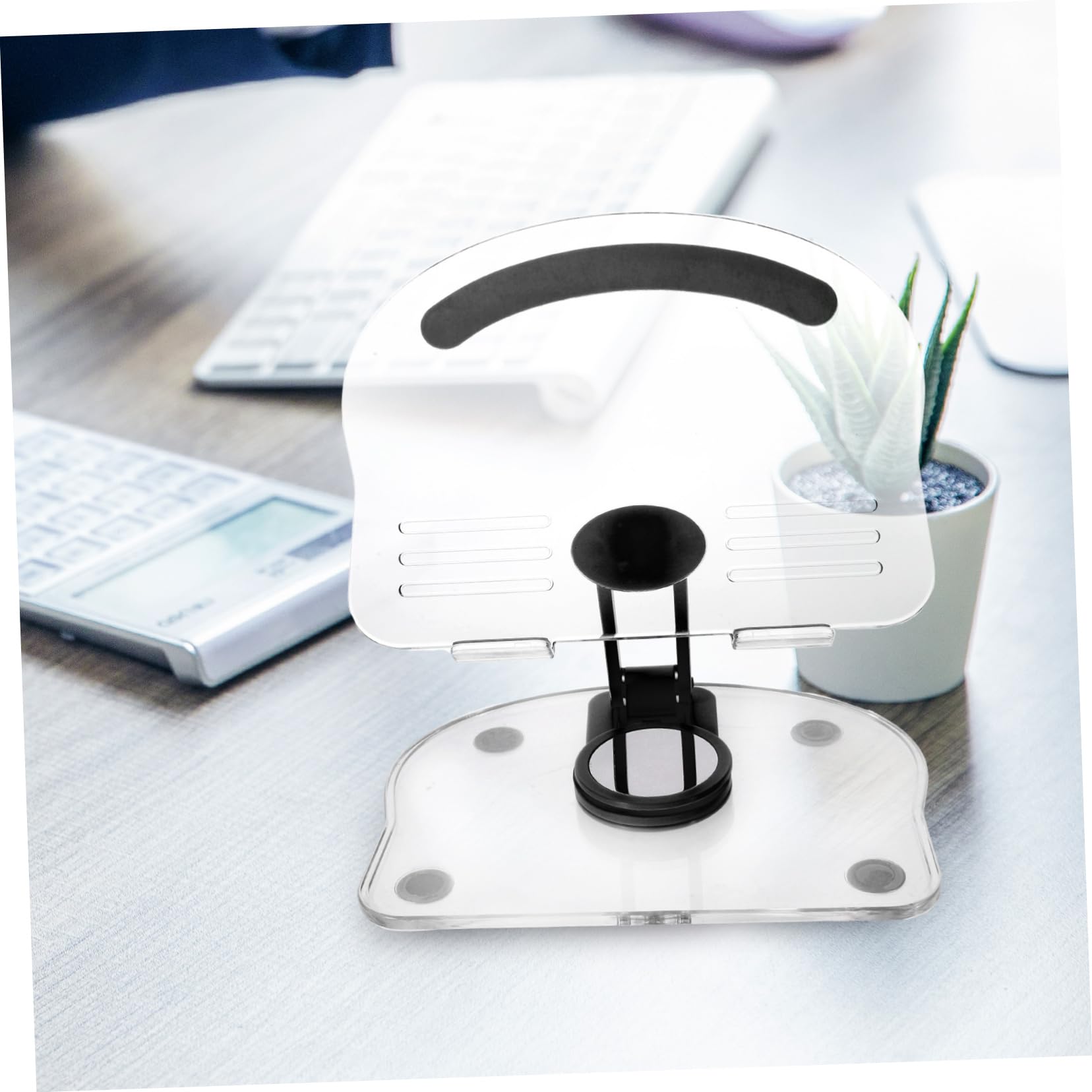 iplusmile Soporte Tablet Giratorio Ajustable Portátil Soporte Antideslizante para Escritorio Compatible Mayoría de Tablets Cuidado Cervical y Lumbar Diseño Plegable Negro