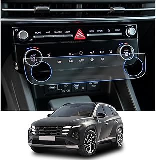 CDEFG Tucson 2025 Lot de 2 films de protection d'écran transparents pour climatisation de voiture Hyundai Tucson NX4 2025 Facelift 9H anti-rayures GPS Accessoires