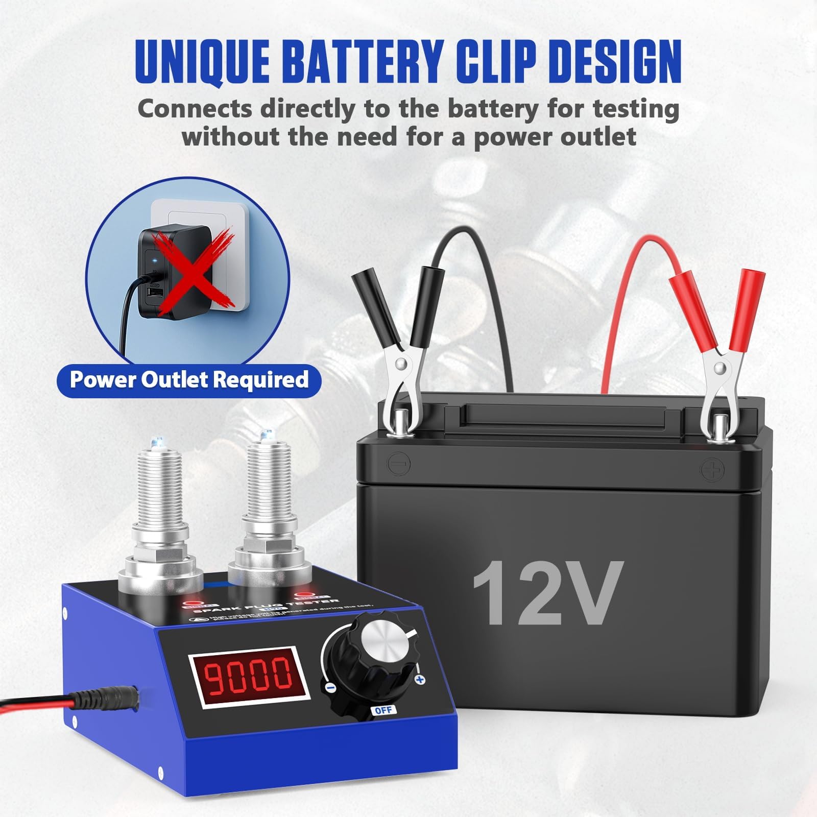 Tester per candele H90, con display LCD, tester di accensione per auto, con doppio foro, scanner diagnostico per veicoli a benzina da 12 V