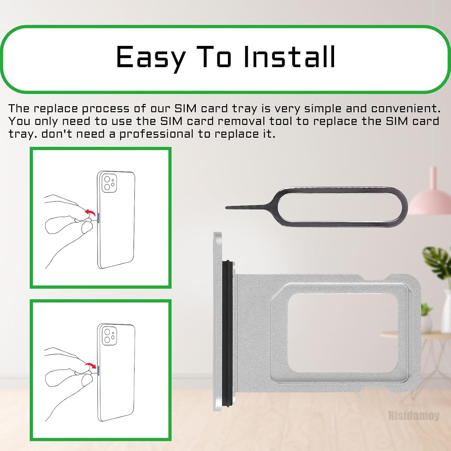 for iPhone XR Silver Single SIM Card Tray Slot Replacement | Single SIM Card Tray Holder Adapter with Waterproof Rubber Ring Repair Tool Fix Kit SIM Ejector for A1984 A2105 A2106 A2107