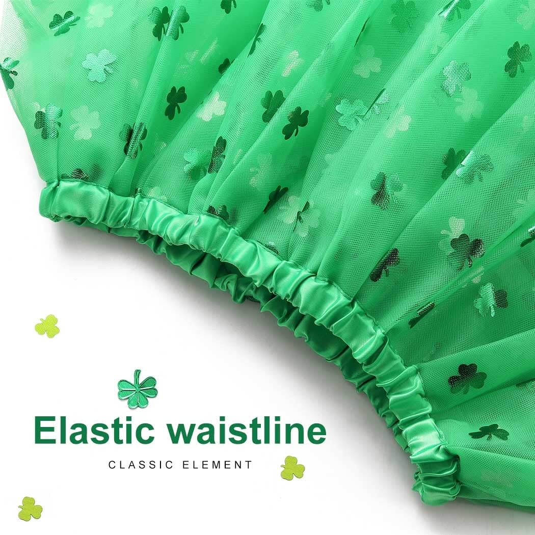 DRESBE St. Patrick's Day Skirt Green Shamrock Tutu Elastic Clover Dance Skirts Irish Festival Costume for Women - Image 5