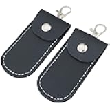 FMHXG 2PCS Leather USB Flash Drive Case 3.1x1.5 inch Mini Portable U Shield Storage Small Pouch Keychain Accessory Leather Case Black