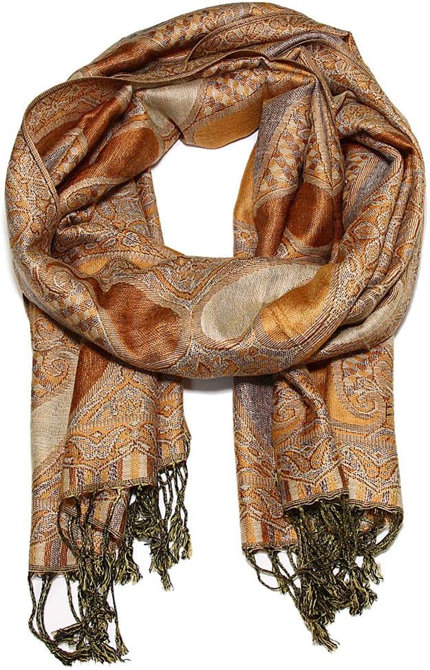 Falari Women's Reversible Paisley Pashmina Shawl Wrap Scarf For Evening Dresses Festivals Any Occasions All Seasons 80"x27" image 3