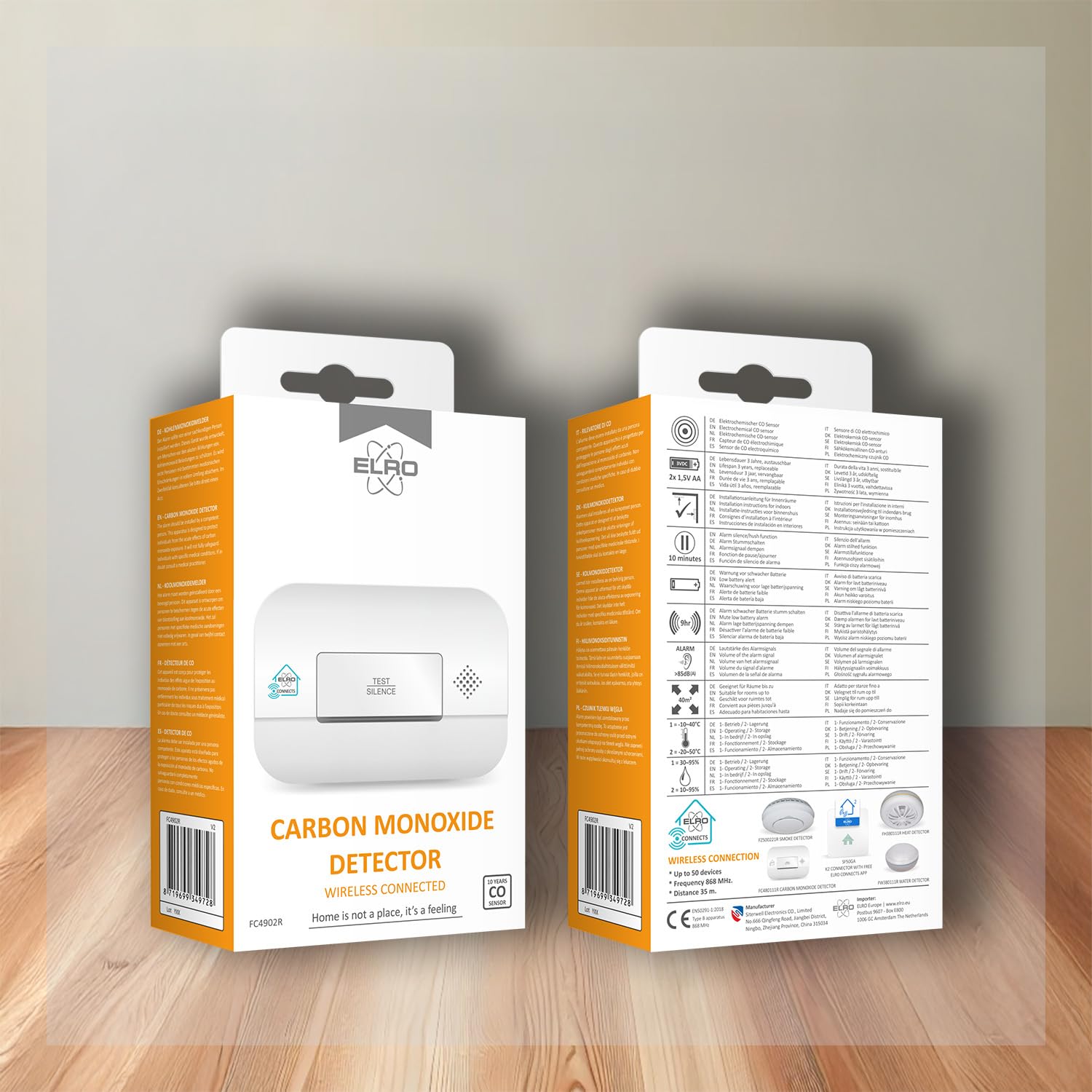 ELRO FC4902R | Detector de Monóxido de Carbono Interconectable Inalámbricamente | Sensor de 10 Años | Cumple con la Norma Europea EN50291 | Blanco | 1 Unidad