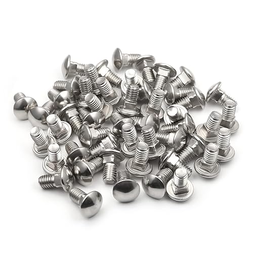 Miniatura 41 de MroMax Pernos de carro M6x16mm cabeza media redonda cuello cuadrado pernos sujetadores 304 acero inoxidable cuello carro perno tono plateado
