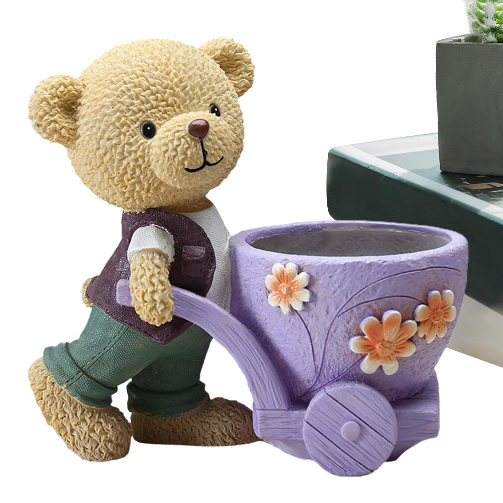 Pot de fleurs ours en céramique, mini pot amusant d'intérieur