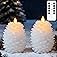 Eldnacele LED Pine Cone Candles with Remote Timer, Battery Operated Flameless Candles Unscented Wax Pinecone Candle White 2 P