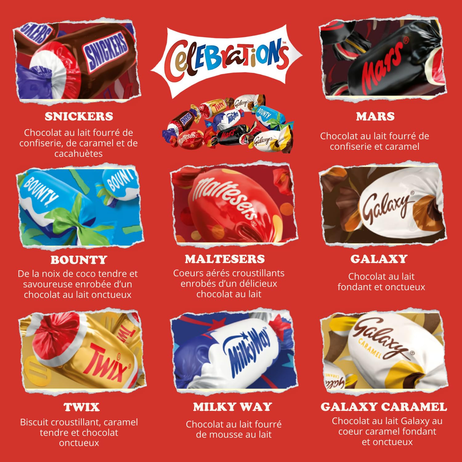 CÉLÉBRATIONS - Méga Tasse Super Dad et 25 Chocolats - Fête des Pères | Méga Tasse "Super DAD" Garnie de 25 Chocolats Célébrations - SNICKERS, TWIX, MARS, MALTESERS, BOUNTY, GALAXY, Milky WAY