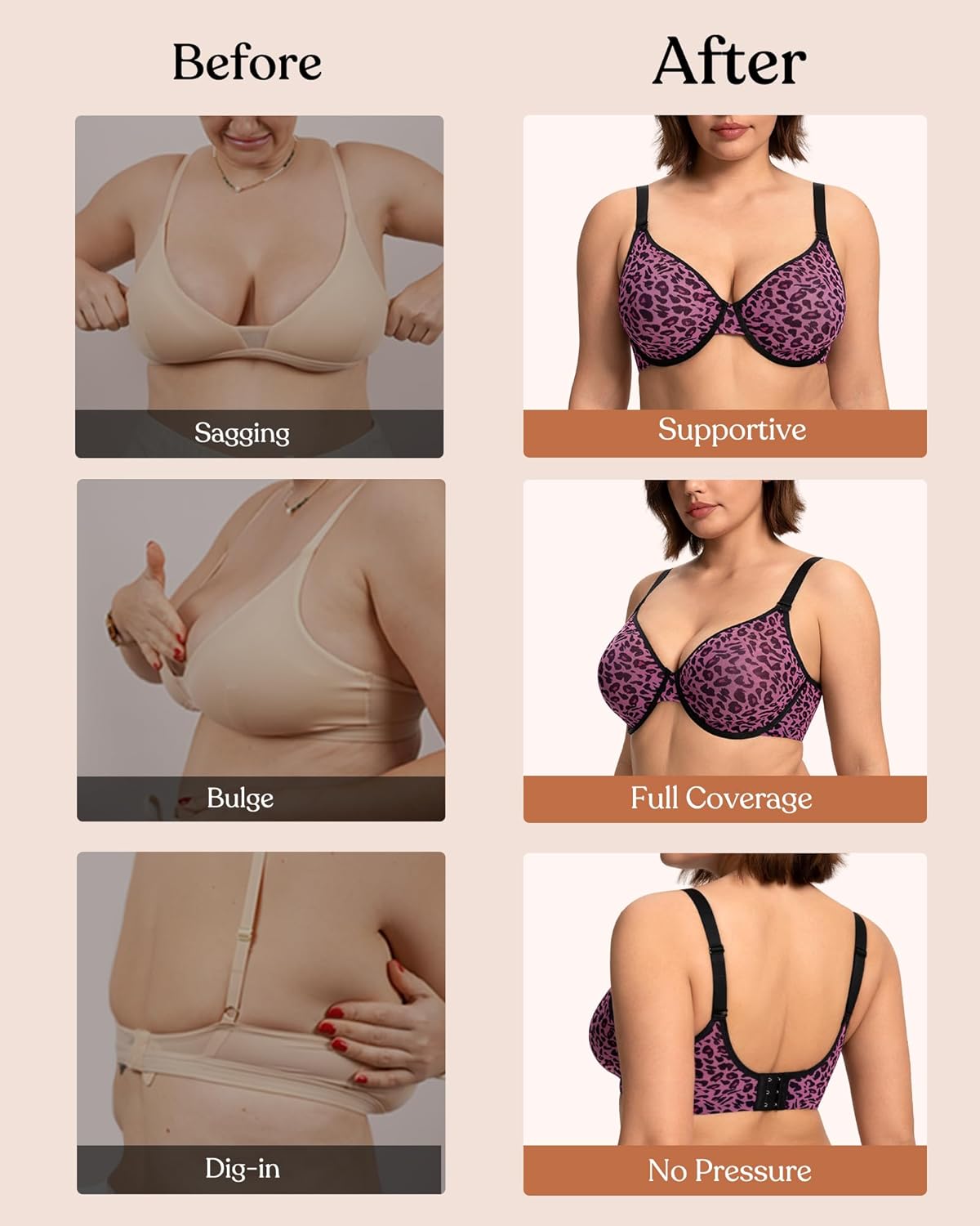 HSIA Minimizer Bras for Women Full Coverage Underwire Unlined Mesh Plus Size Convertible Bra for Big Busted - Image 5