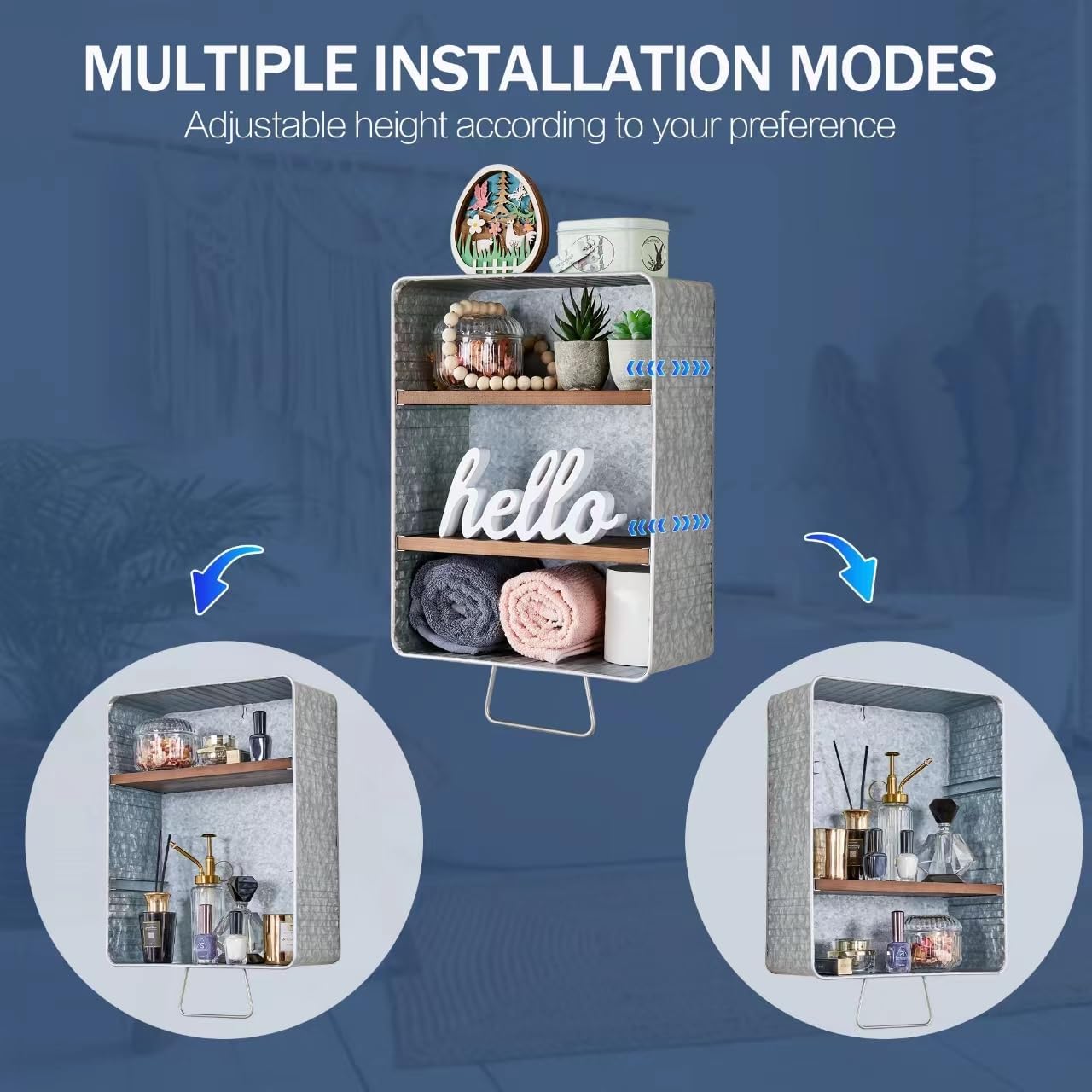 WOODEXPE Galvanized Wash Tub with Shelves Rustic Bathroom Decor Rustic Farmhouse Bathroom Shelf