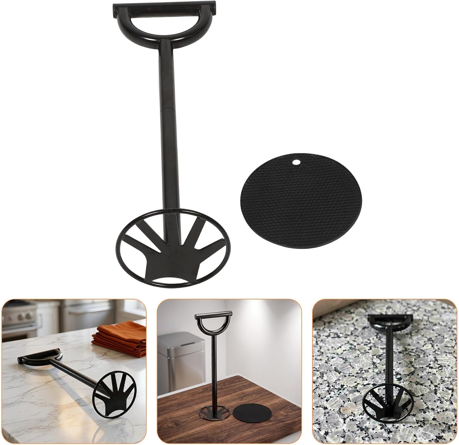 Manual Kitchen Trash Compactor with Ergonomic Handle for Home Bin