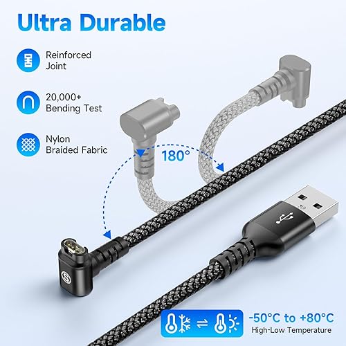 Miniatura 7 de Garmin - Cable cargador de reloj en ángulo recto 2 unidades, 4 pies compatible con Garmin Fenix 8 7 7S 7X 6 6S 6X 5 5S 5X, Forerunner 965 955 945 45