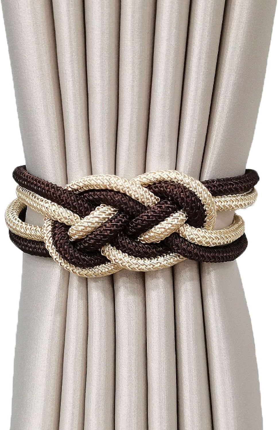 Attaches de Rideaux en Corde tressée et Pompons, Attaches de Rideaux, Fixations de Cordes de Rideaux - 4 pièces (AK 2 pièces) (Ao 2 pièces)