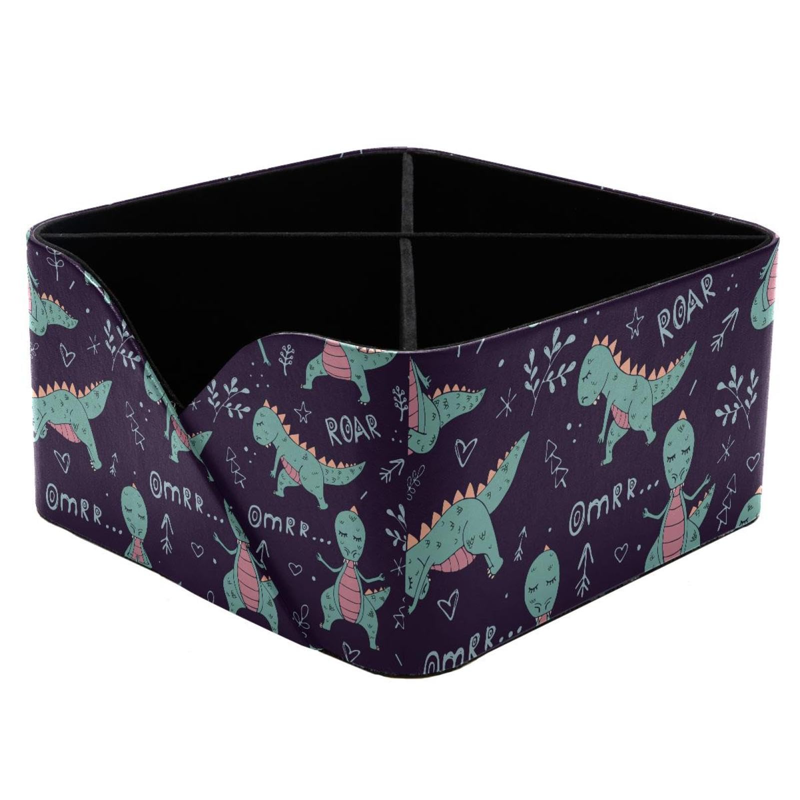 KengjuTesu Yoga Dinosaur Desktop Organizer Pen Holder, Rectangular Pencil Cup for Office, Study and Makeup Stations