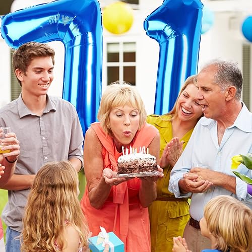 Miniatura 5 de Globos de 40 pulgadas, color azul, número 1, globos grandes de papel de aluminio de helio para decoraciones de fiesta de cumpleaños, bodas,