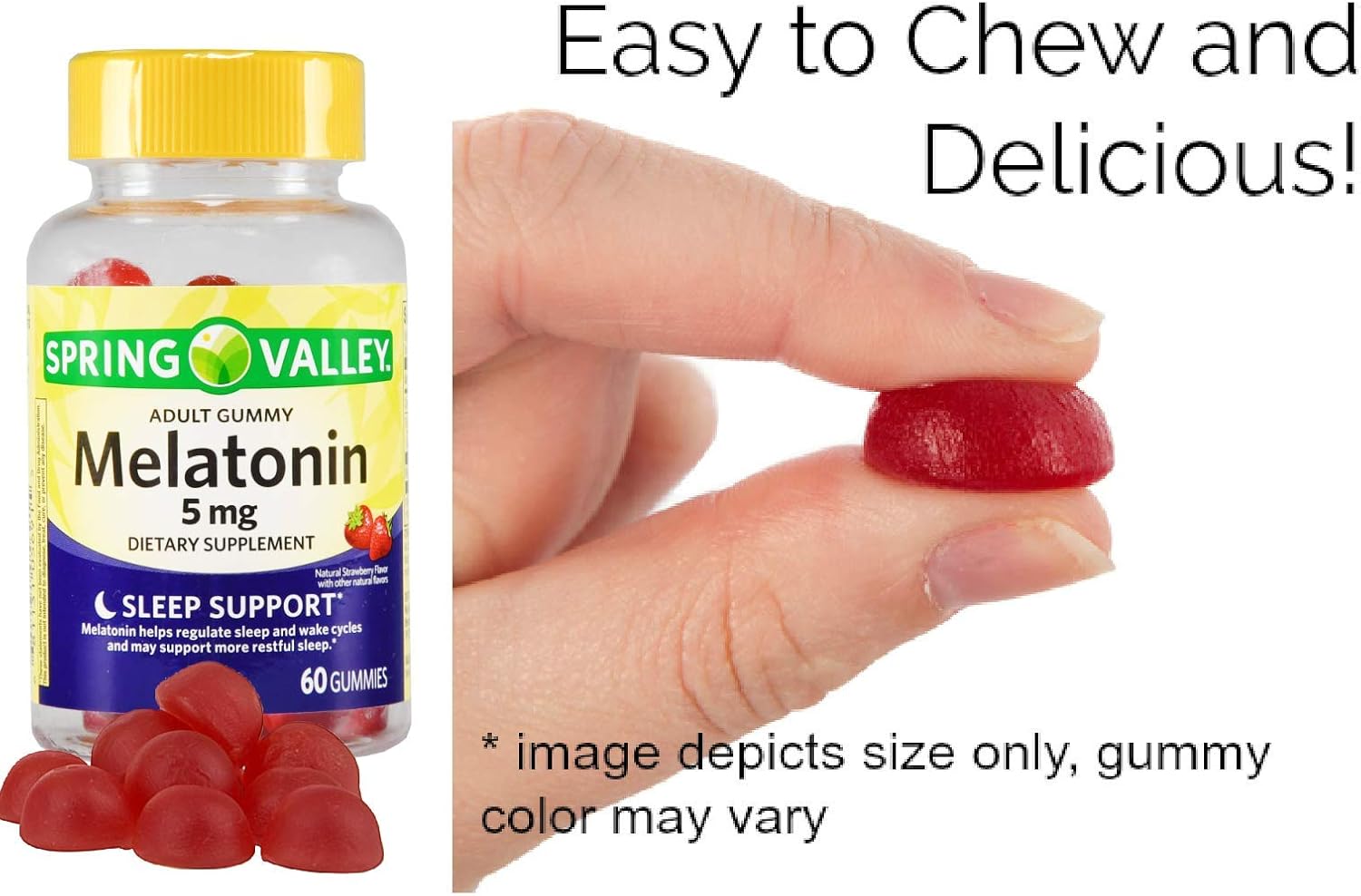 Melatonin Gummies 5mg for Adults. Sleep Support from Spring Valley + Guide to Supplements