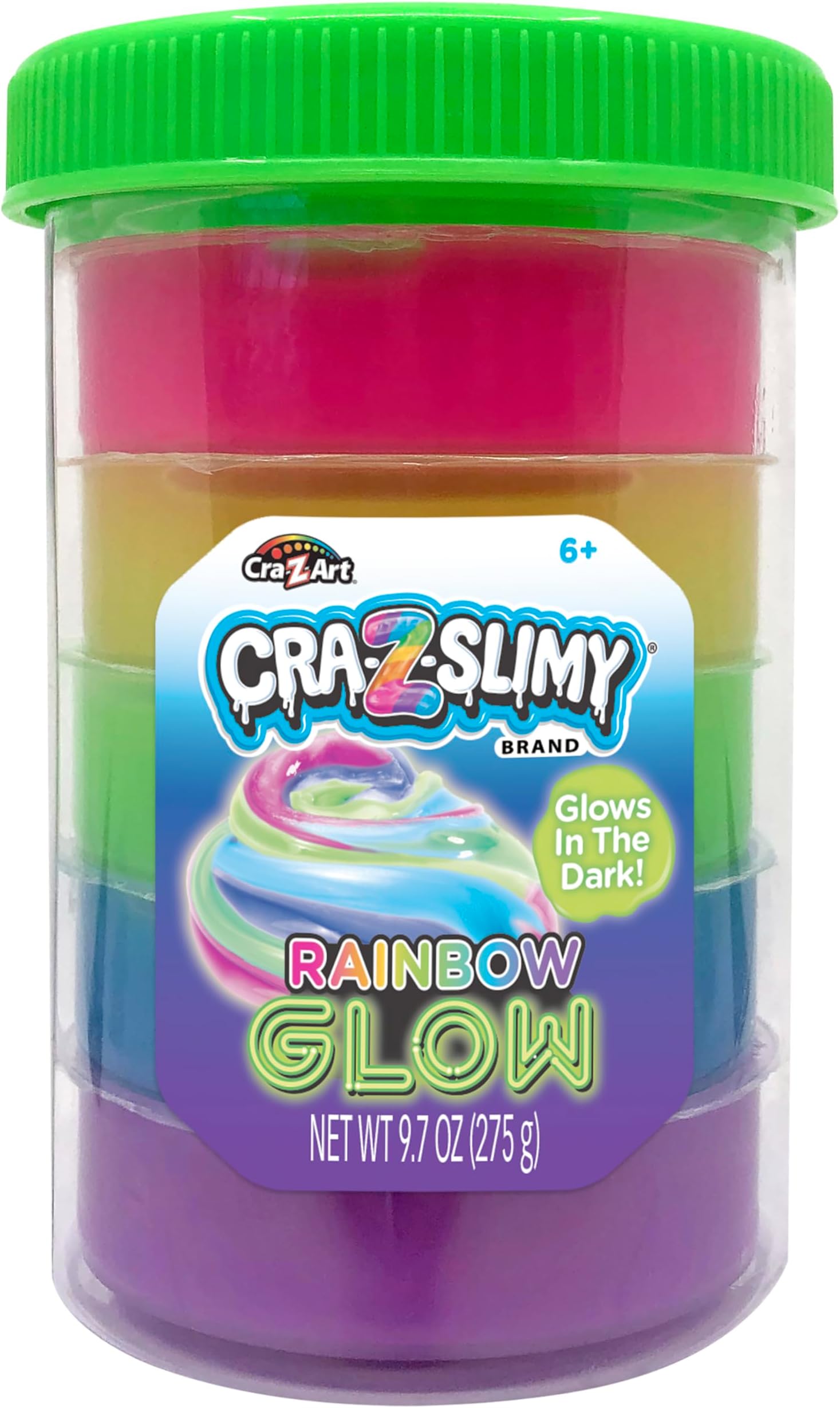 CRA-Z-Art CRA-Z-Slimy Rainbow Glow in The Dark Slime Jar, 9.7oz
