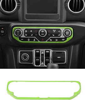 Savadicar Green Interior Accessories - Infotainment HVAC Climate Control Panel Bezel Trim for 2018-2023 Jeep Wrangler JL JLU 4XE & Gladiator JT - Solid Color Interior Decor Upgrade Option, 1 PC