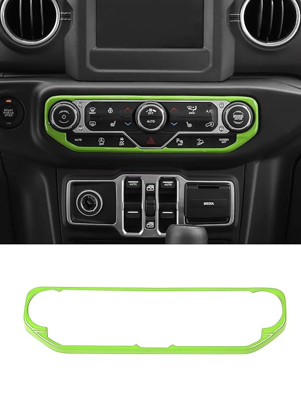 Savadicar Green Interior Accessories - Infotainment HVAC Climate Control Panel Bezel Trim for 2018-2023 Jeep Wrangler JL JLU 4XE & Gladiator JT - Solid Color Interior Decor Upgrade Option, 1 PC by Savadicar - Used condition - US$22.48