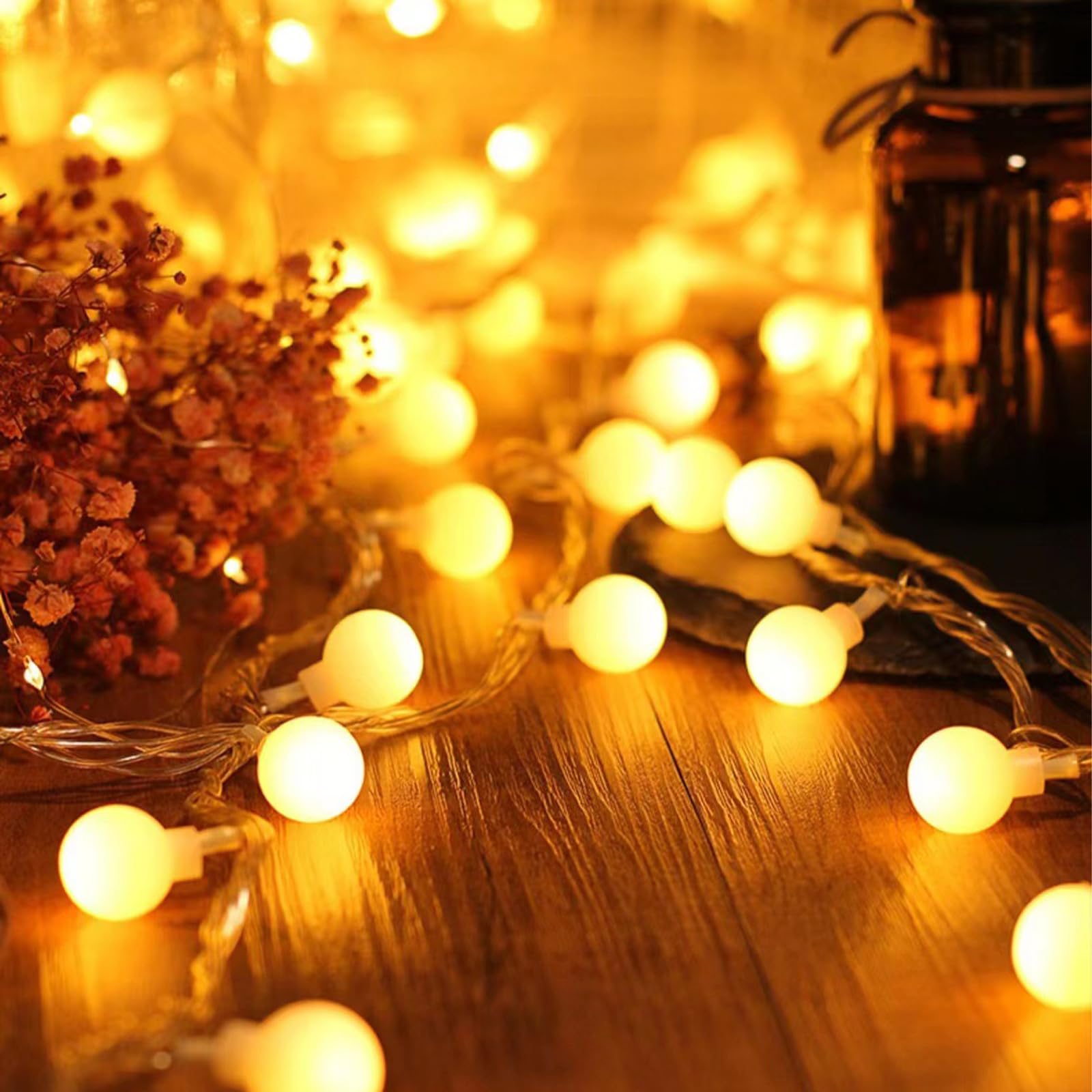 ENLACE Łańcuch świetlny do wnętrz, 6 m, 40 diod LED, ciepła biel, zasilanie USB, łańcuch świetlny na wesele, imprezę, Boże Narodzenie, balkon, kemping, do użytku wewnątrz i na zewnątrz