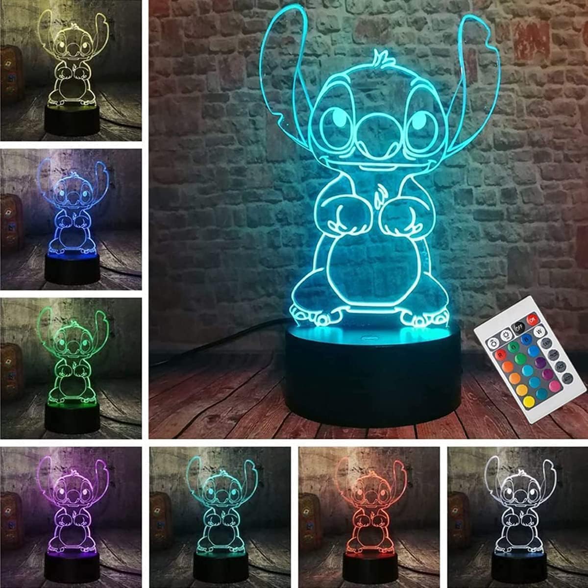 LOUHH 3D LED Smart Remote Control Lamp 16 Colours Christmas Gift Children's Room Decoration