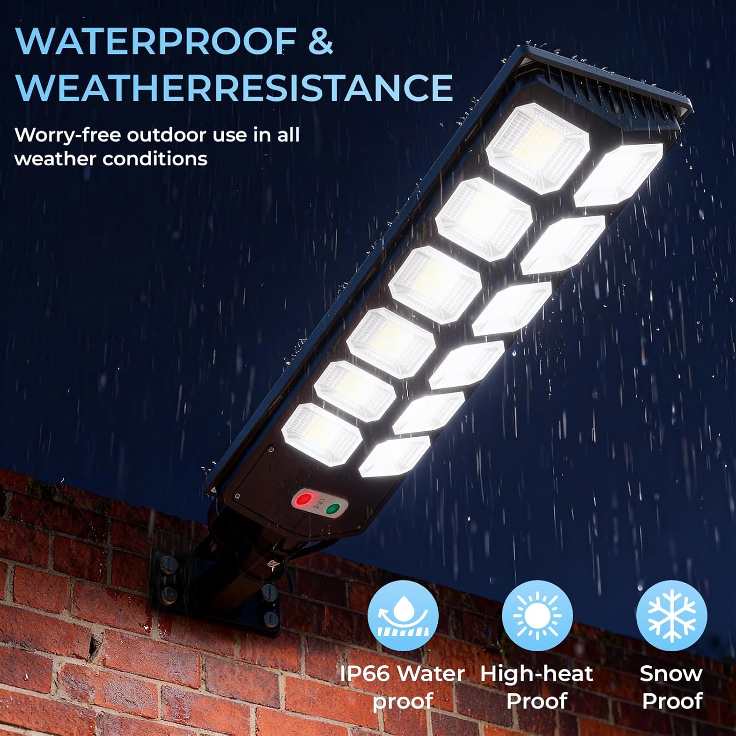Solar Street Lights Outdoor Waterproof, 15000LM 6500K Solar Flood Light Dusk to Dawn, Motion Sensor & Remote, Upgraded Metal Fixing Rod for Wind/Snow, Wall/Pole Mount (2 Pack)