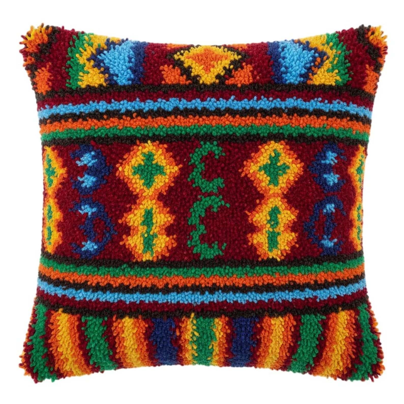 Axiangzik C Latch Hook Ushion Kit,Olorful Tribal Diy Embroidery Pillow Over 43X43cm