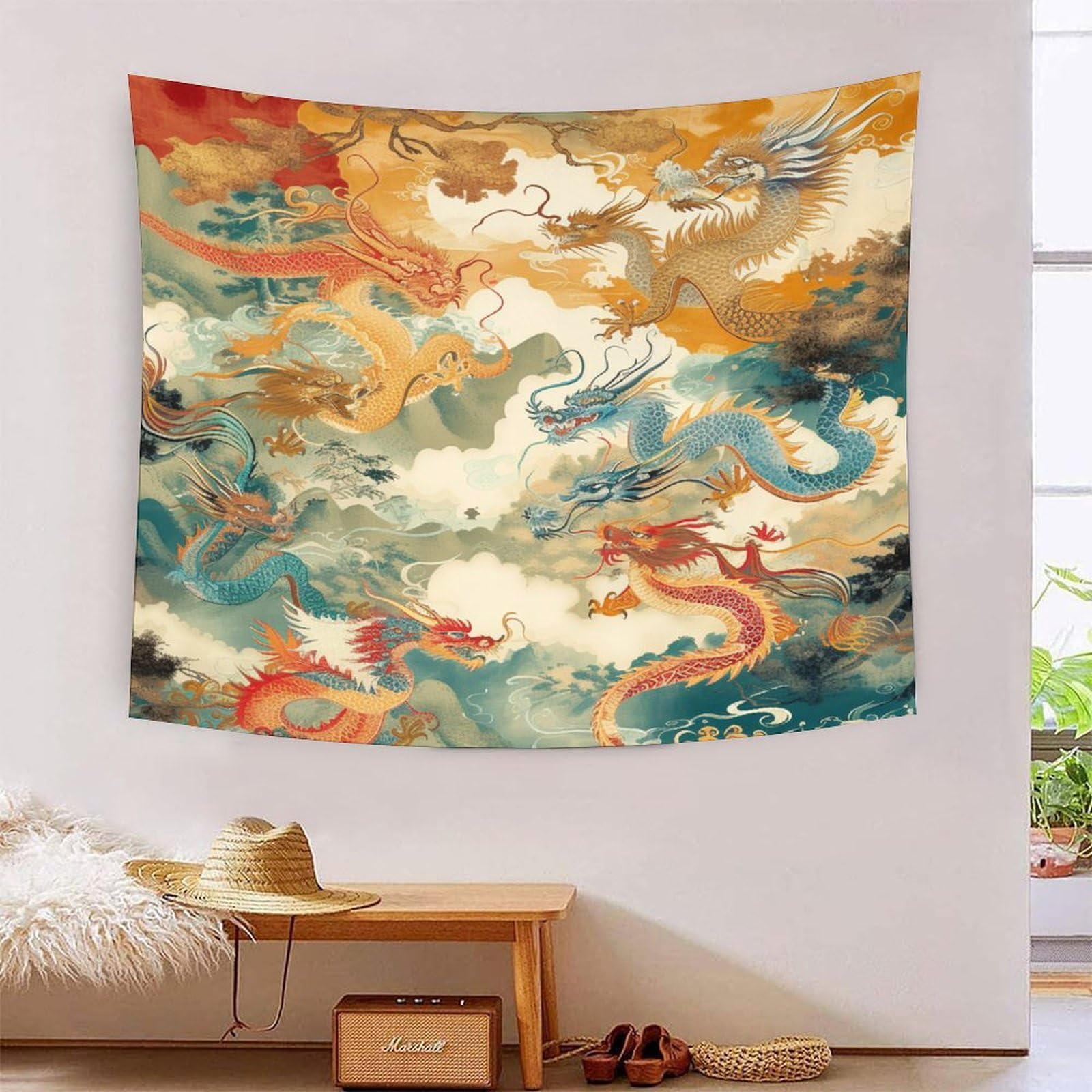 HLXZMCVBT 3D Loong Print Wall Blanket Home Decoration Bedding Poster Wall Art Tapestry Wall Hanging Tapestries Soft Polyester for Bedroom Living Room Dorm Home Decorations 130cmx150cm