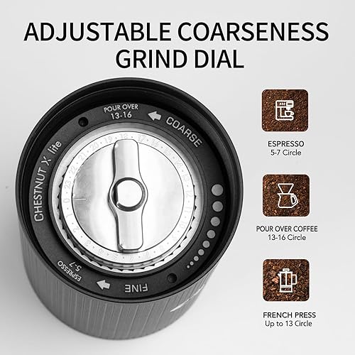 Miniatura 4 de TIMEMORE Molinillo de café manual de acero inoxidable con rebabas cónicas con capacidad de 0.71 oz Chestnut X lite interno externo ajustable ajuste