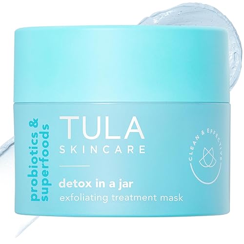 TULA Skin Care Detox in a Jar - Mascarilla de tratamiento exfoliante con vitamina E hidratante, aceite de soja y arcilla de bentonita, 1.7 oz.