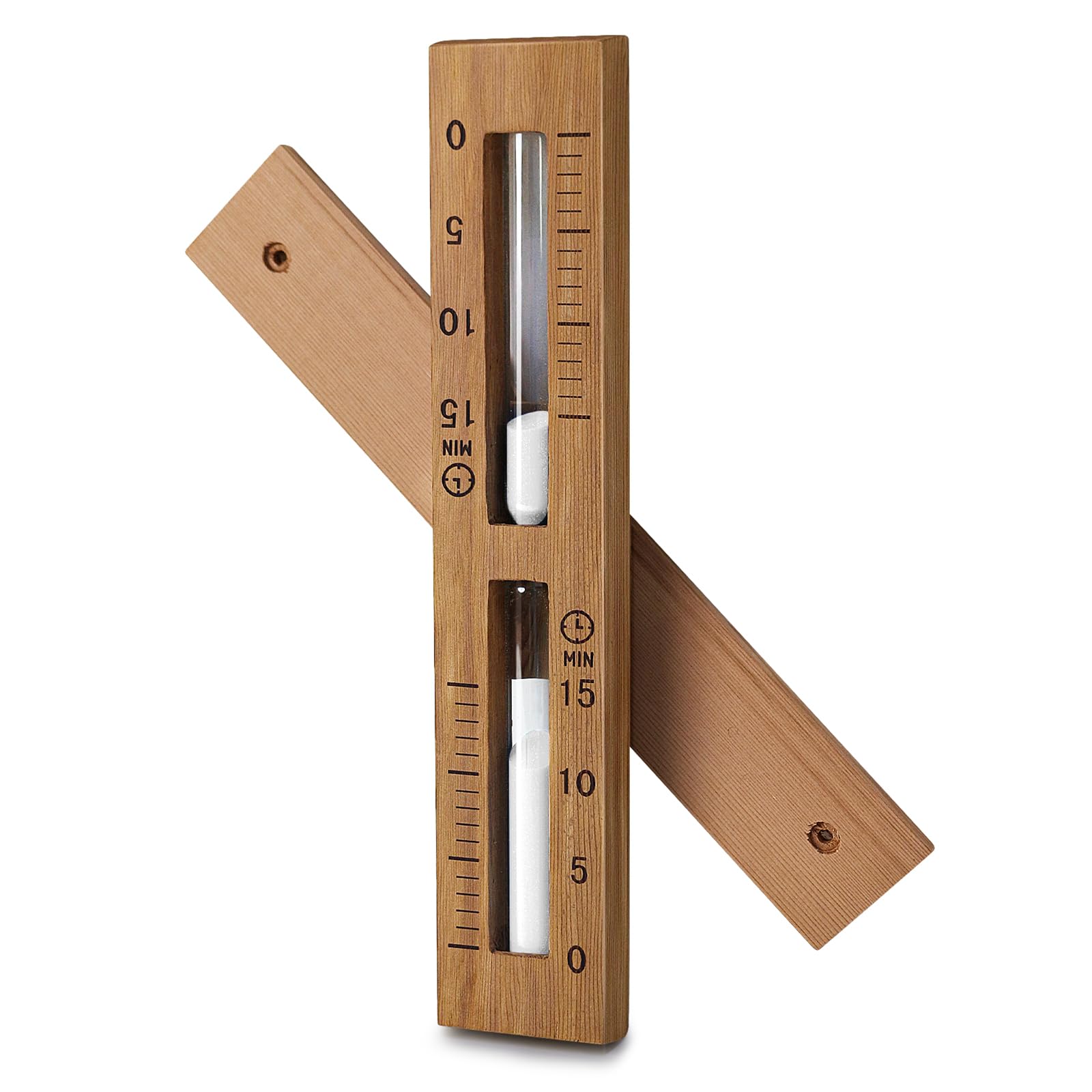 Sauna Sand Timer, 15 Minute Sand Timer, Red Cedar Sauna Timer, Wall-Mounted Rotating, Heat Resistant, Wood Sauna Hourglass Clock Sauna Accessories for Family Hotel Sauna Room White Sand