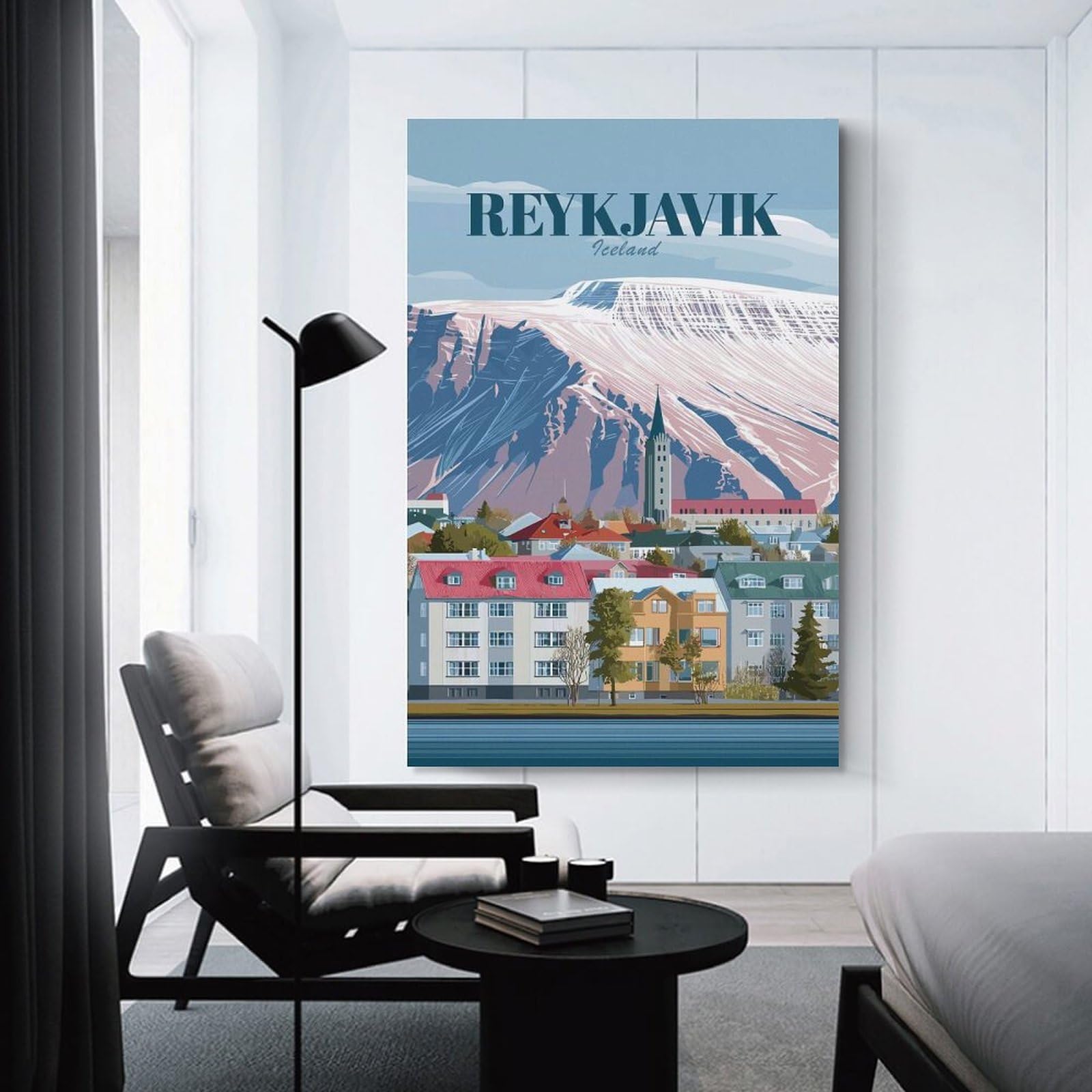 Junmoney Reykjavik Iceland Vintage Wall Art Print, 16x24inch(40x60cm), for Office, Study Or Home Workspace, Decorative Artwork for Productive Spaces