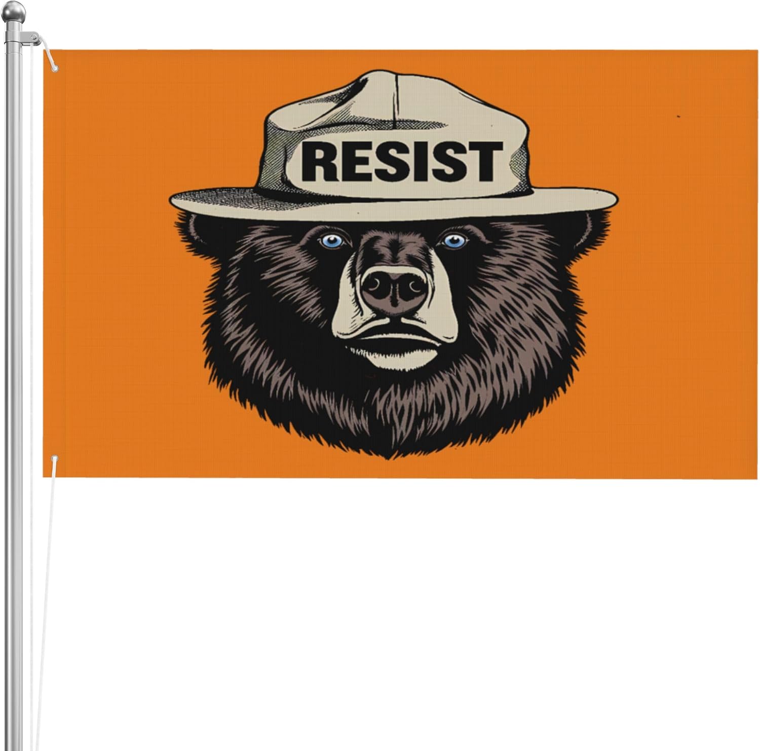 5x8 FT Smokey Bear Resist Flag Resist Fascism Save Democracy Garden Flags Double Sided 3-Ply Yard Signs Decor