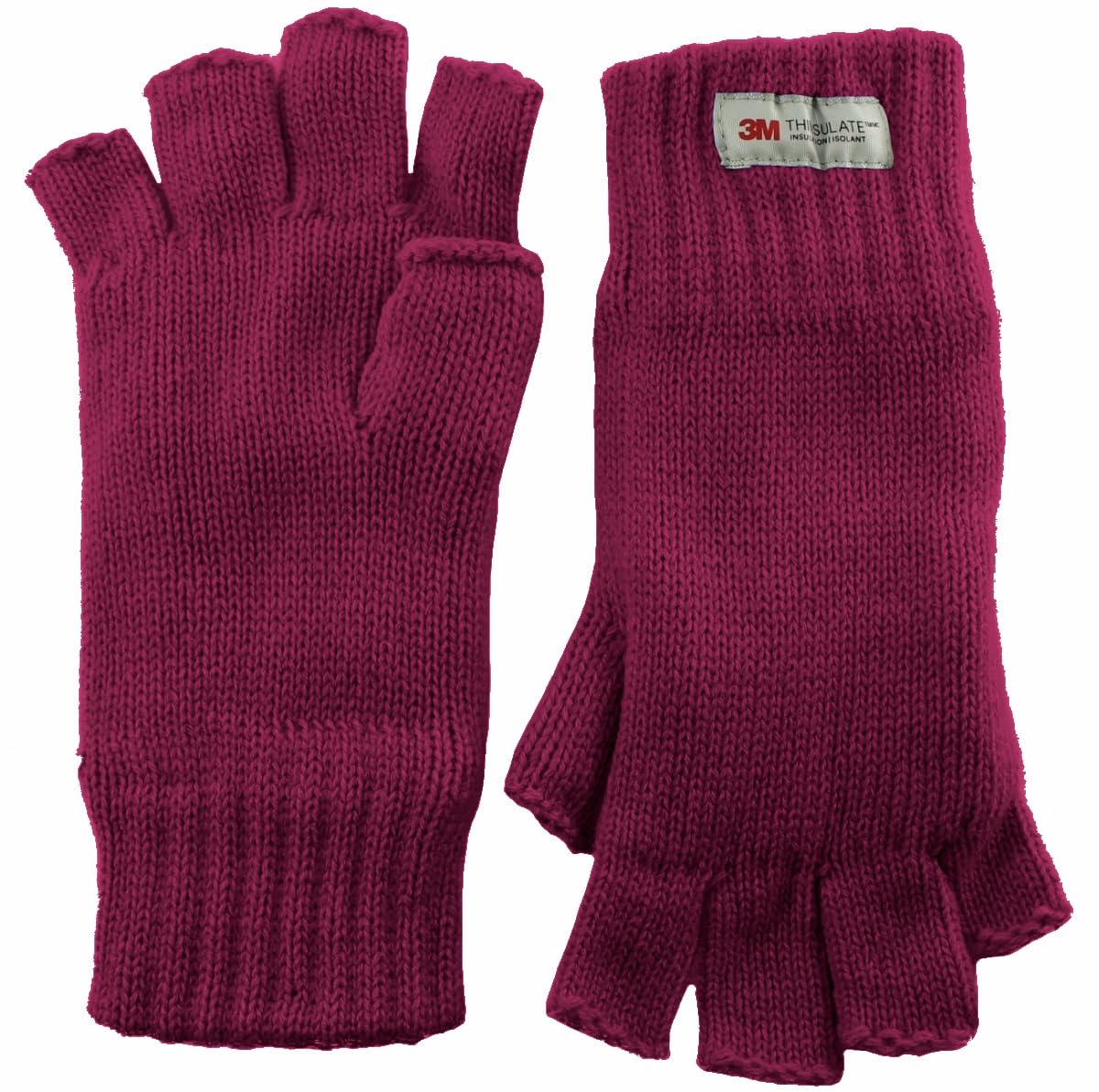 Ssp Hats Women's Raspberry Fingerless Knitted Gloves With Genuine 3M™ Thinsulate™ Lining - One Size