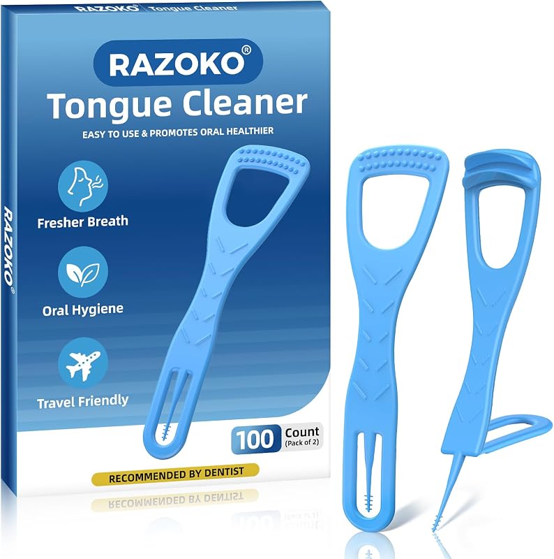 Tongue Cleaner with Safe Fold-Back Interdental Brush,100 Count BPA Free Disposable Tongue Scraper,Hygienic Scraper for Clean Tongue & Promote Fresh Breath (100 Count)