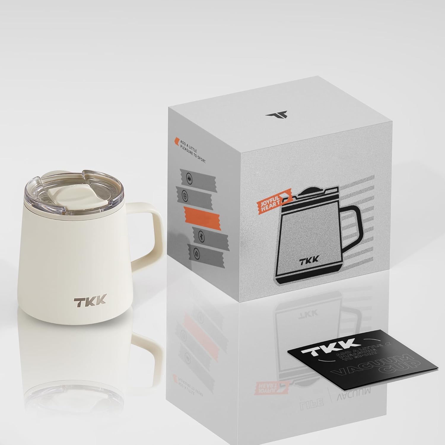 TKK 12 oz Insulated Coffee Mug with Handle Ceramic Coating Detachable Slider Lid Stainless Steel Tumbler Double Wall Vacuum Travel Cup - Image 7