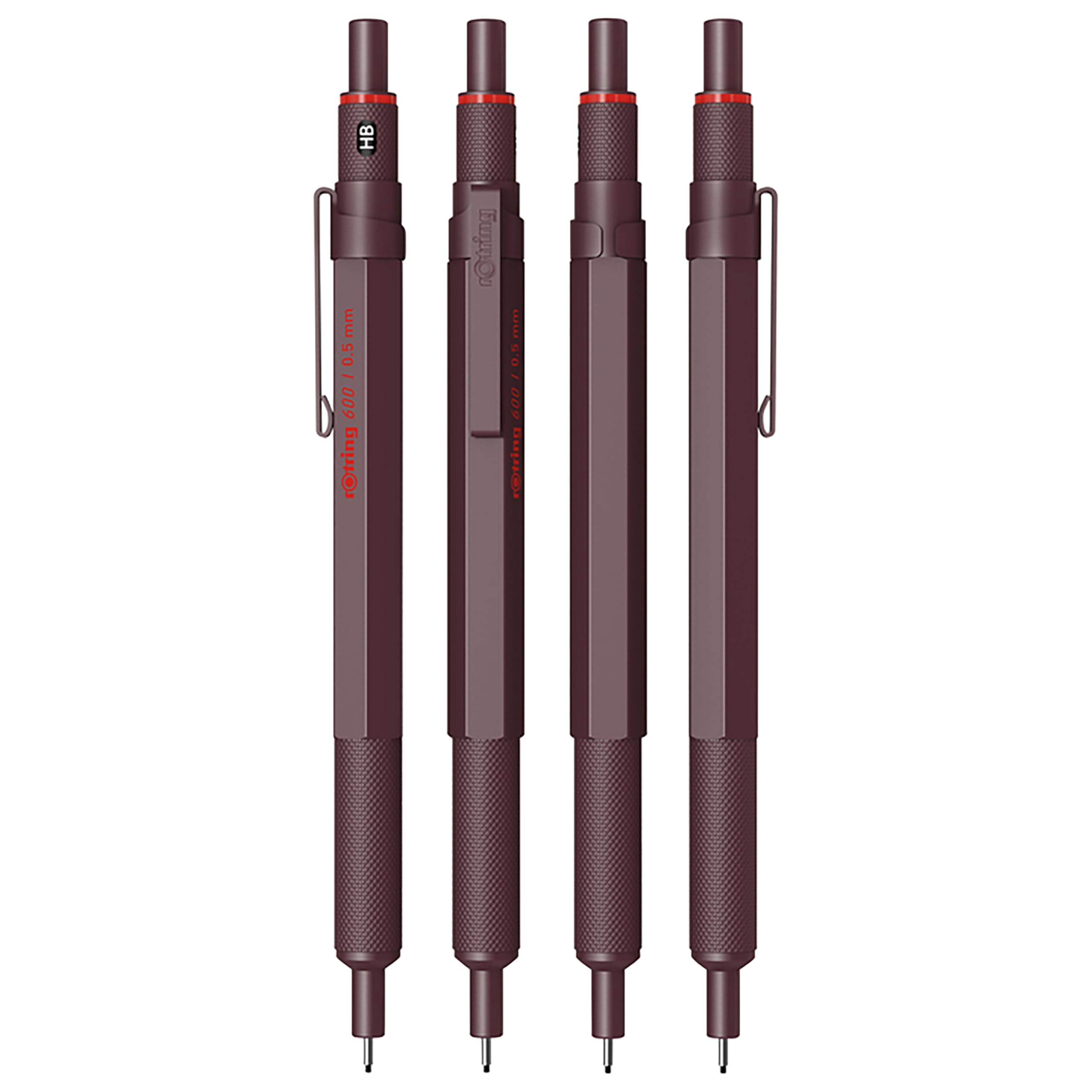 rOtring 600 Mechanical Pencil | HB Lead, 0.5 mm | All-Metal Body Propelling Pencil | Chocolate Truffle | Set with extra 0,5mm Lead Refills - Image 4