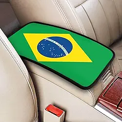 Capa universal para console central de carro com bandeira do Brasil, almofada de apoio de braço, capa de assento para Sedan, Van, SUV, caminhão, acessórios para carros