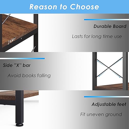 Miniatura 7 de GLAUBIO Estantería esquinera de 6 estantes, estante de esquina industrial vintage, estante esquinero con marco de metal (armarios marrones, grande)