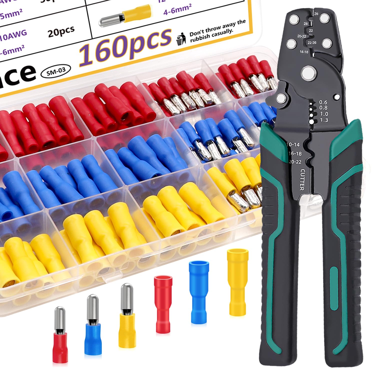 Bullet wire connectors with crimping tool