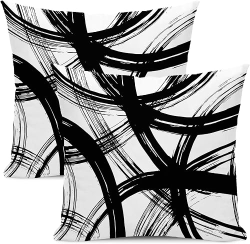 CXMEIFLY Black and White Pillow Covers 18 x 18 Inch Set of 2