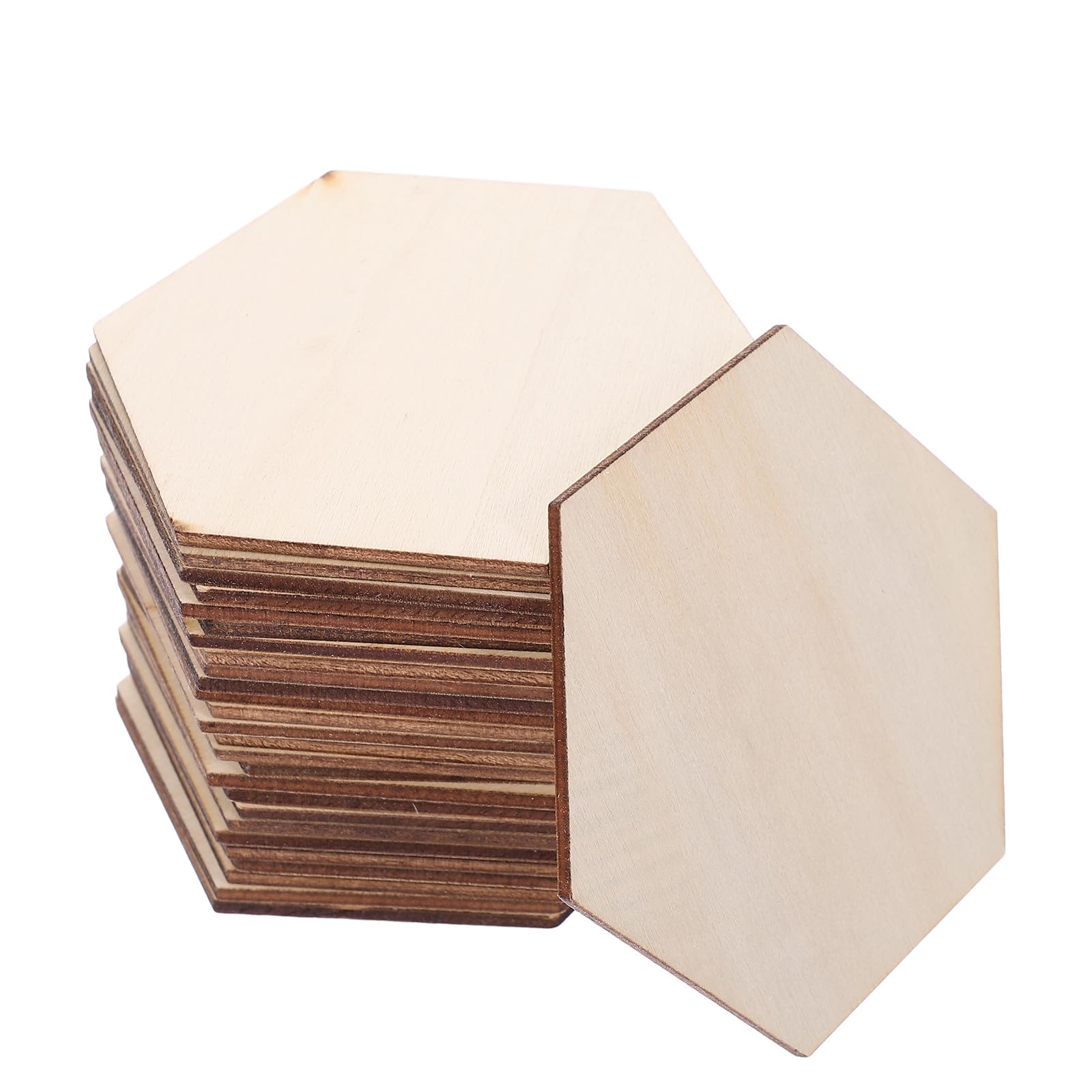 100 Pezzi Forme Esagonali in Legno Grezzo per Progetti Artistici e Decorazioni la Casa, Pannelli Decorativi Esagonali Non Finiti per Lavoretti Fai da Te